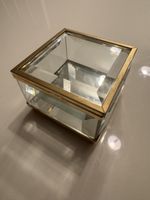 Schatulle, Schmuckdose aus Glas und Messing 
