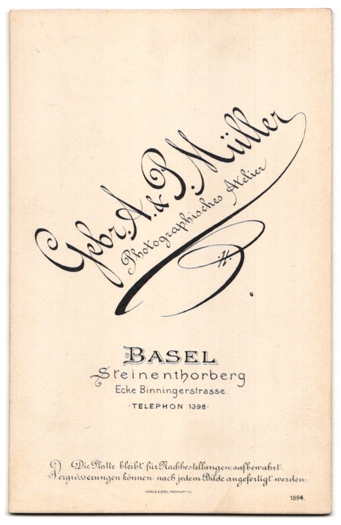 Fotografie & Manifesti: Fotografie Gebr. A., P. Müller, Basel,  – Usato da Berlin venduto da bartko-reher 1