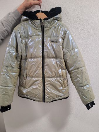 Wendbare Winterjacke Gr. 140 Schwarz Gold
