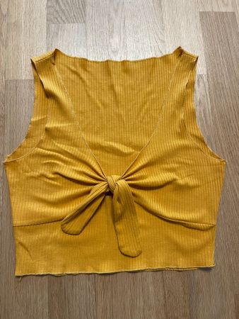 Sommerliches, gelbes Crop Top mit Knoten, Grösse M