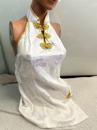 SEXY TOP NECKHOLDER RÜCKEN FREI WEISS GR S NEU