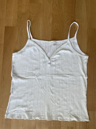 Spaghettitop weiss Baumwolle Grösse 44/46 mit Herz Muster