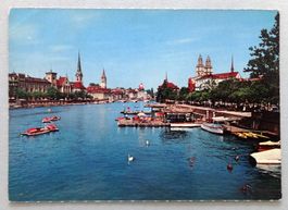Zürich, Blick von der Quaibrücke auf die City