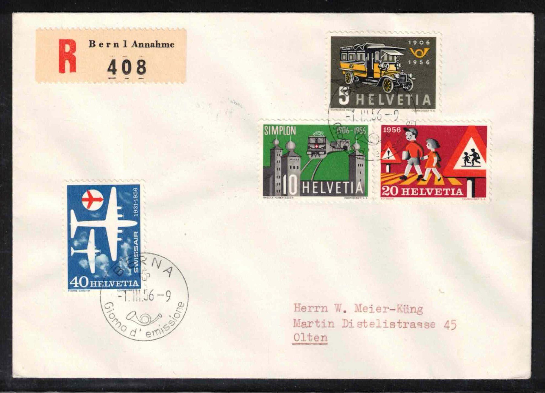 Alle Briefmarken: 1956, FDC italienisch, Serie Werbemarken – Neu (gemäss Beschreibung) aus Nuglar von Stamp88