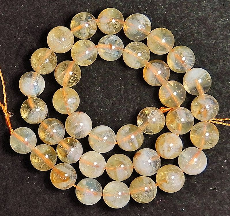 1 Strang echte natürliche helle Citrin Perlen 10 mm | Kaufen auf Ricardo