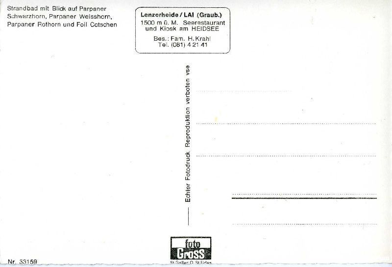 Cartoline postali: Parpan - Strandbad + ca. 1955 – Usato da Emmenbrücke venduto da teestube 1