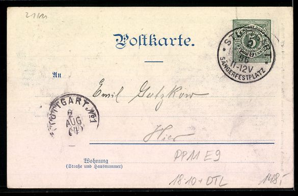 Ganzsachen: Ganzsache PP11 E9: Stuttgart, Frösche b – Gebraucht aus Berlin von bartko-reher 1