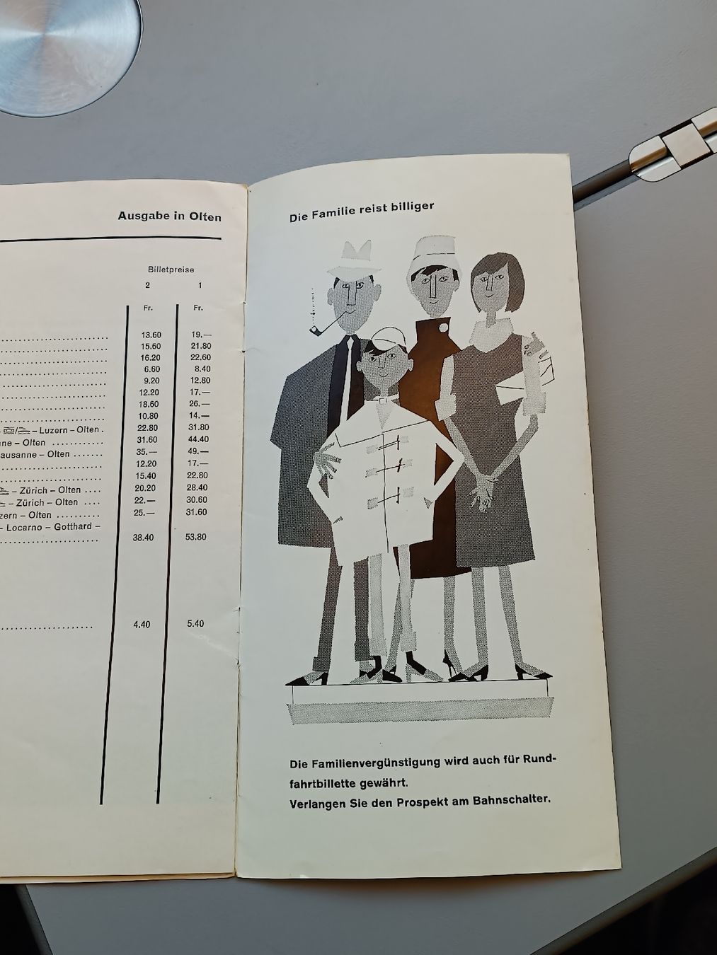 Dokumente: Alter Prospekt / Rundfahrtbillette SBB Ausgabe ca.1960 – Gebraucht aus Brugg AG von Ente015 2