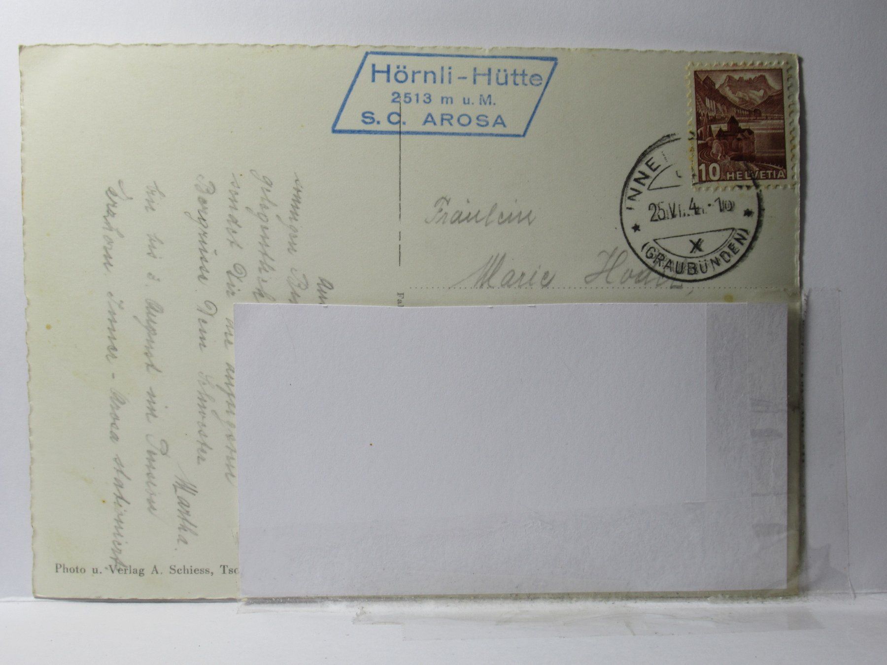 Cartes postales: Hörnli - Hütte , Arosa 1941 – D'occasion à Grenchen par Bluemchen1900 2