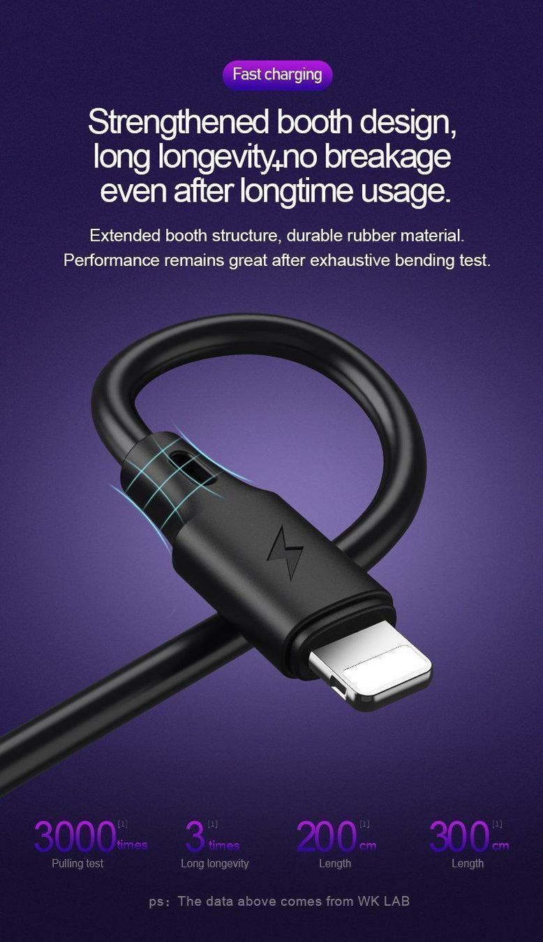 Caricabatterie: Cable iphone Lightning 1m 100cm tres rapide très résistant – Nuovo e nell'imballaggio originale da Morges venduto da DigiAC 2