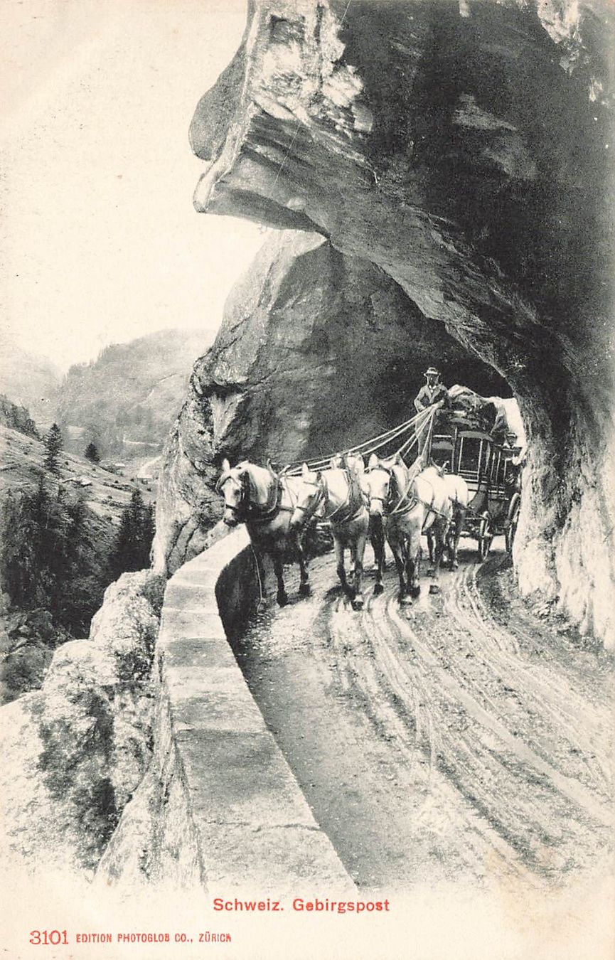 Cartoline postali: Schweiz Gebirgspost Fleiß Postkutsche – Usato da Biasca venduto da Blenio71
