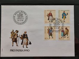 Ersttagsbrief, Bundesbriefmarken Pro Patria, 1990