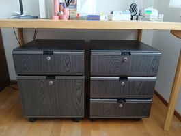 Rollkorpus Büro Holz grau  - 2 Stück