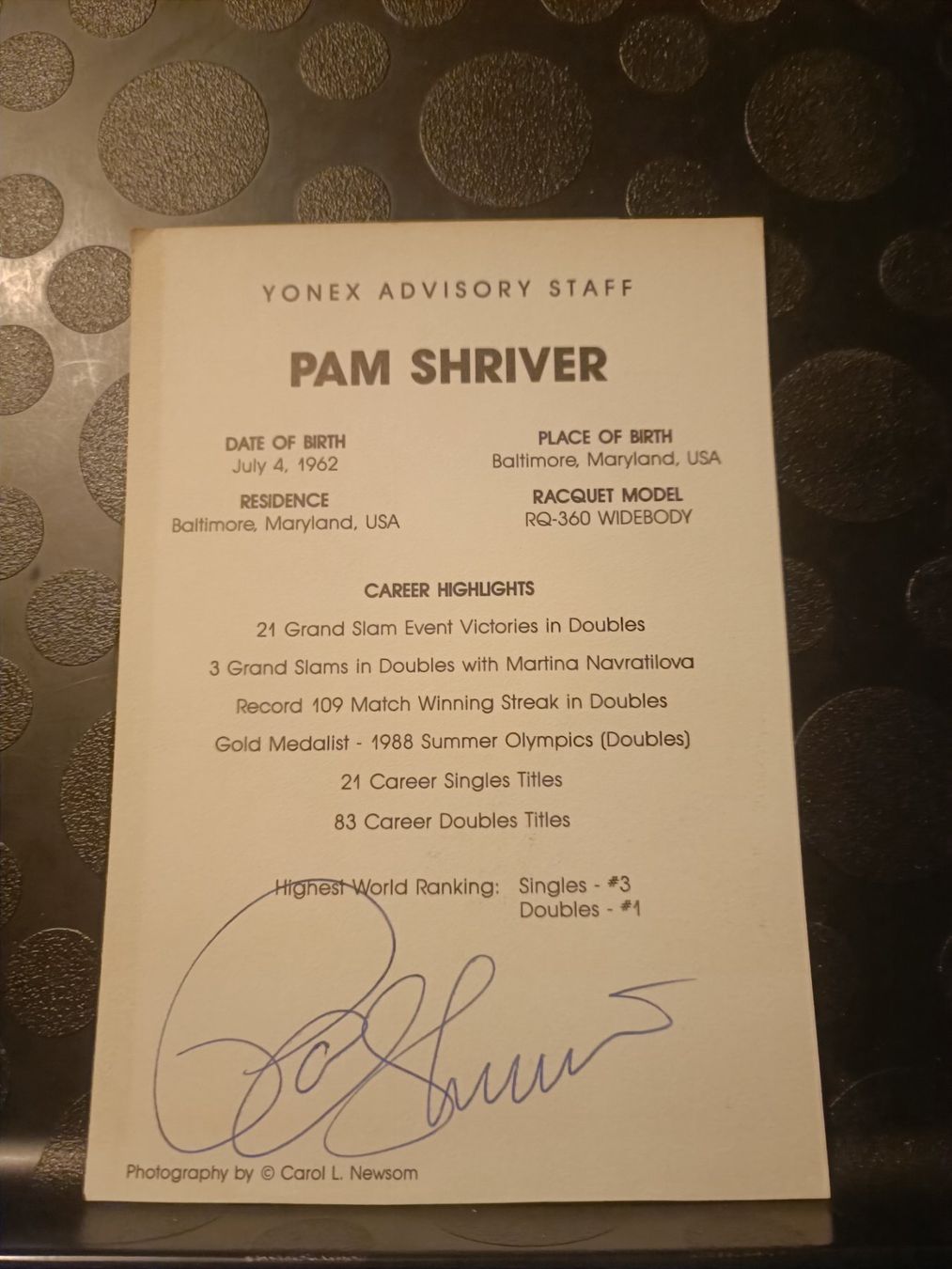 Autografi: Pam Shriver - Tennis - handsigniert – Usato da Menziken venduto da Artographs
