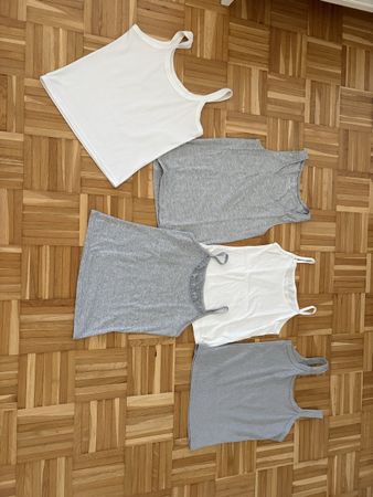  5 Top Damen Weiss und Grau Grösse S/M neuwertig