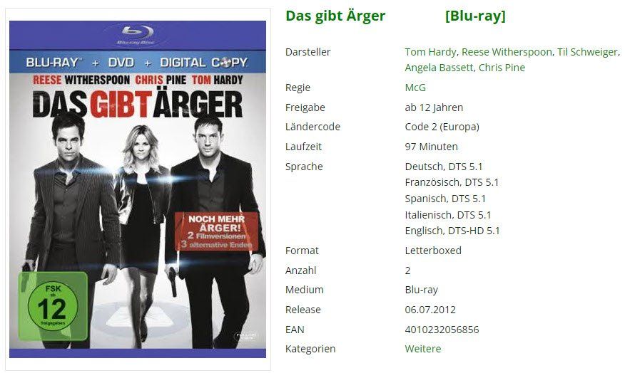 Tutti i DVDs: Das gibt Ärger (Bluray + DVD) – Usato da Emmetten venduto da SVollenweider