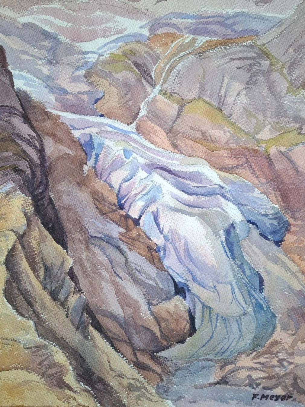 Dipinti: Aquarell Ferdinand Meyer-Streiff Triftgletscher VS 1964 – Usato da Rheinfelden venduto da Badelus