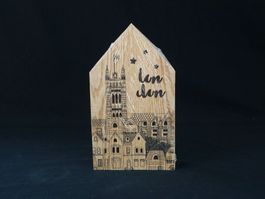 Holz-Dekoleuchte in Hausform London (3,5×30×17cm)