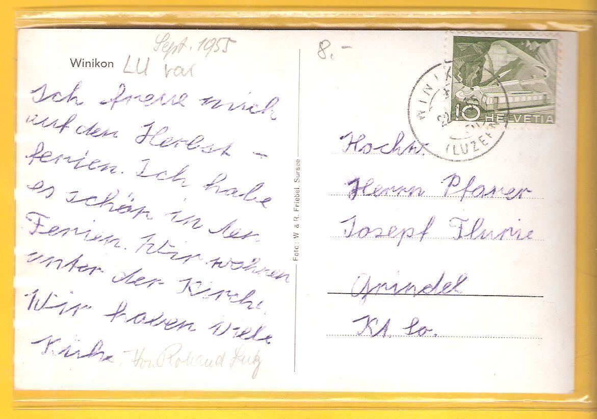 Ansichtskarten: 22.9.55 WINIKON LU/unverbautes Dorf/Ansicht – Gebraucht aus Zürich von Hagliweg 2