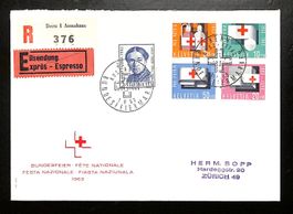 1963 FDC Pro Patria Ersttagsbrief Eilsendung & EINSCHREIBEN