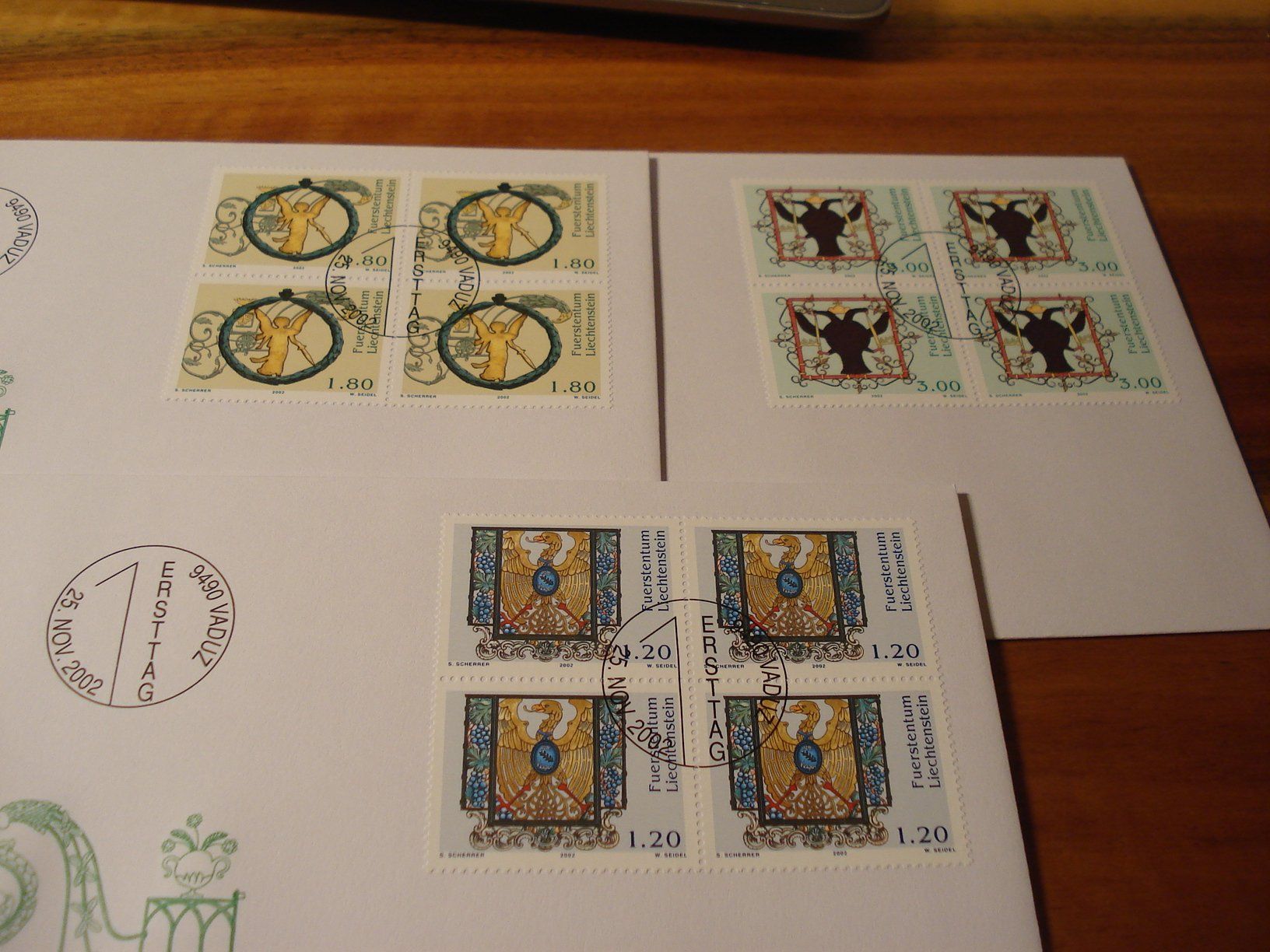 Alle Briefmarken: Liechtenstein 2002, Wirtshausschilder, FDC Satz, Einzel + 4e – Gebraucht aus Niederwil AG von morostahu