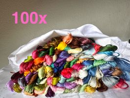 100 x Garn Stickgarn  Regenbogen Farben    Weben Basteln