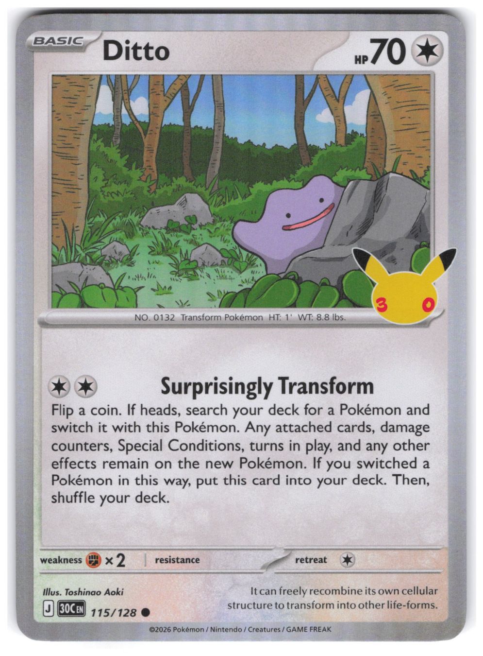 Pokémon Carte collezionabili: Ditto / 30th Celebration / 30C 115 – Nuovo (secondo la descrizione) da Arni AG venduto da PokemonCardsStore