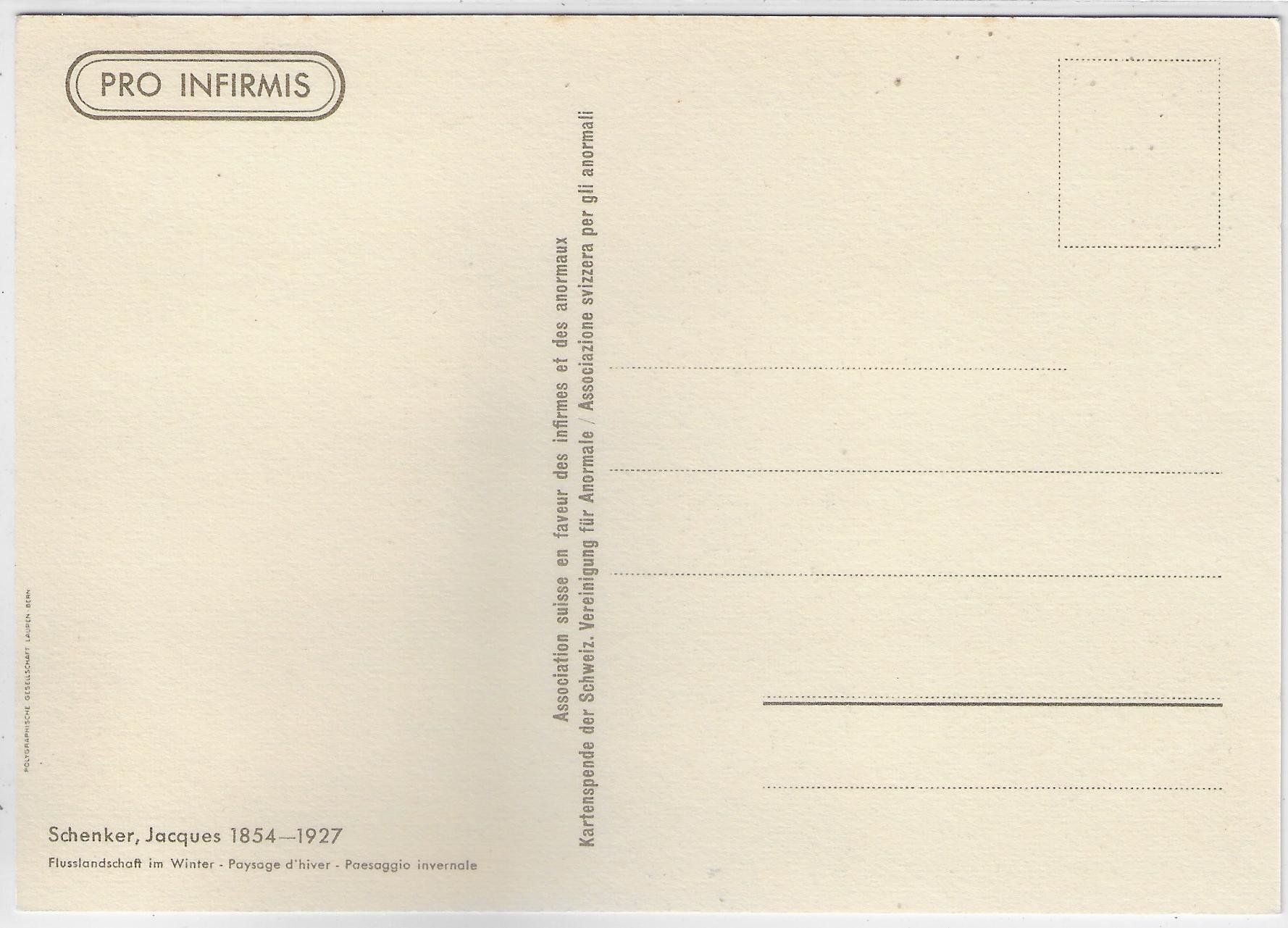 Cartoline postali: Jacques Schenker - Flusslandschaft im Winter – Usato da Ettingen venduto da Kartenplanet 1