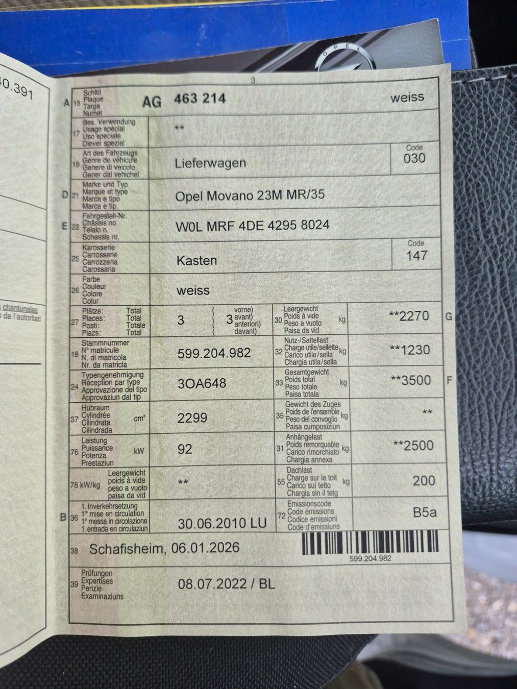Opel Veicoli commerciali: Opel Movano 2,3l L3H2 – Usato da Künten venduto da 1down5up 8