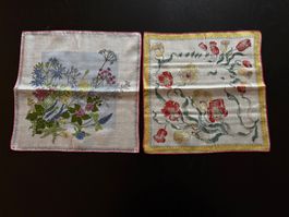 2x Stofftaschentücher Blumenmuster Frühlings-Deko Vintage...