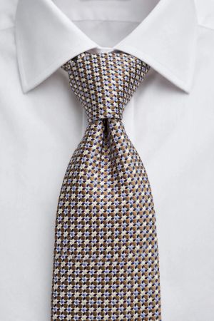 Seiden Krawatte ASCOT handmade Germany braun blau 100% Seide