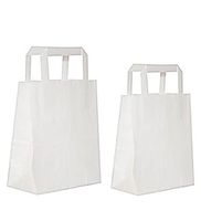 25x Weiße Papiertragetaschen mit Henkel – 22×10×28 cm