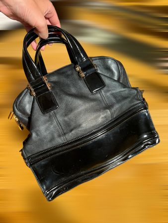Sac à main Z by Zac Posen en cuir noir souple et verni