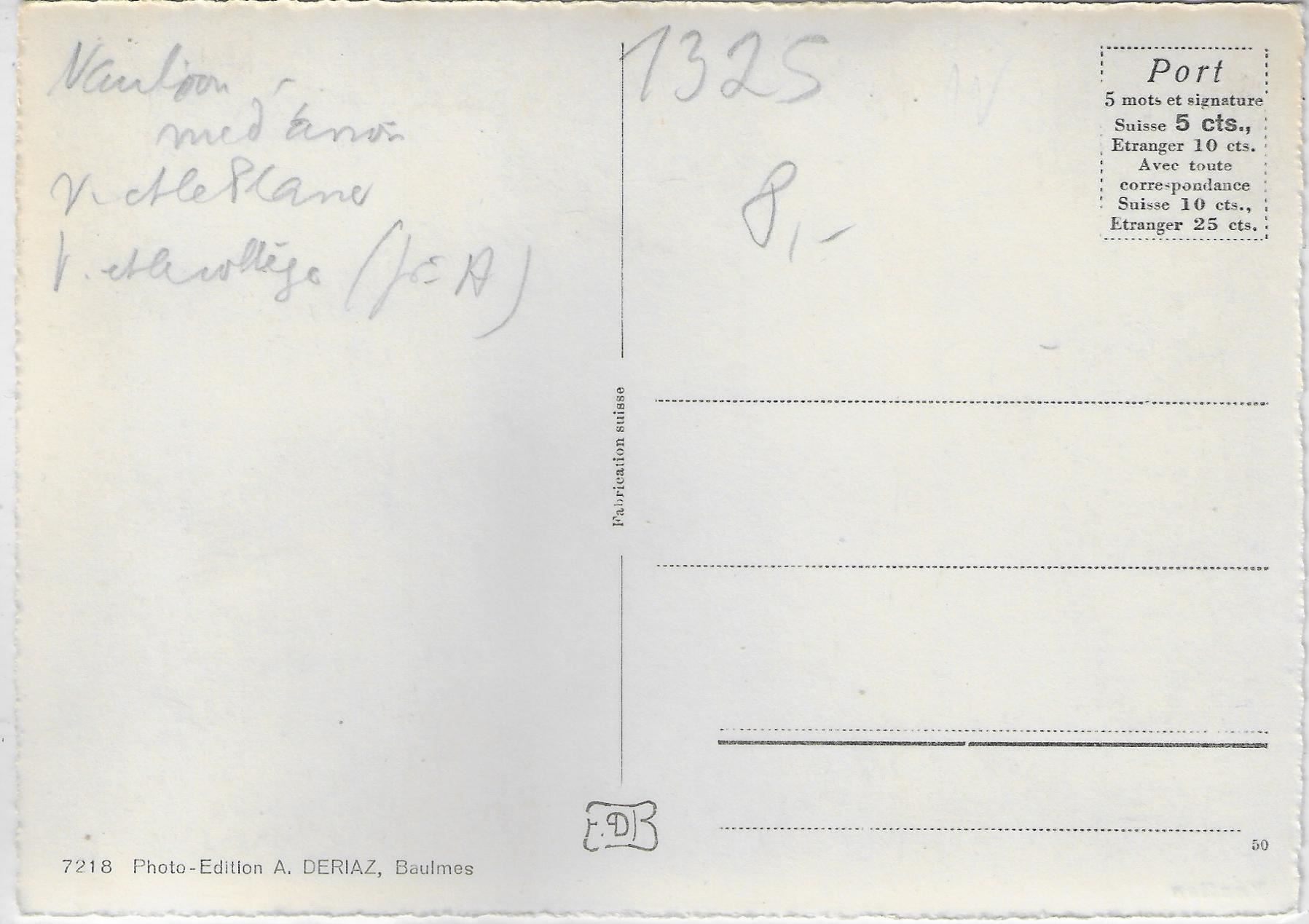 Cartoline postali: Vaulion - Vue generale – Usato da Ettingen venduto da Kartenplanet 1