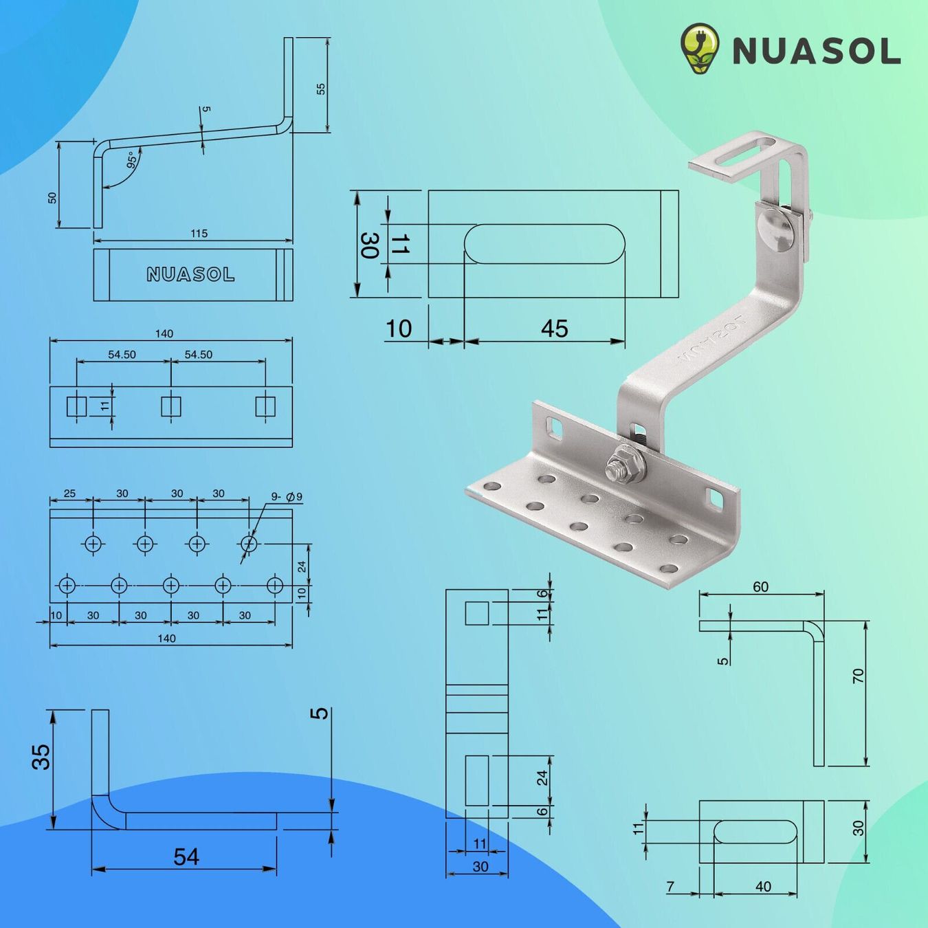 Dispositivi a energia solare: NuaSol Solarpanel Halterung 2er Set – Nuovo e nell'imballaggio originale da Bottighofen venduto da zaap 8