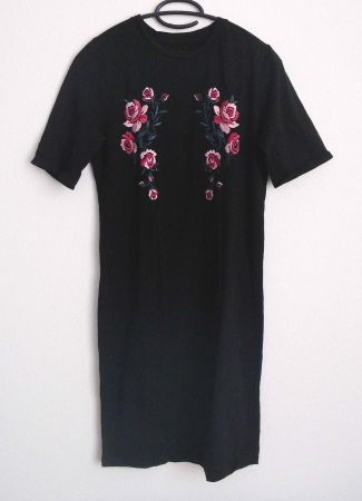 Stretch - Kleid, Gr. M, Schwarz, mit Stickerei *even&ODD*