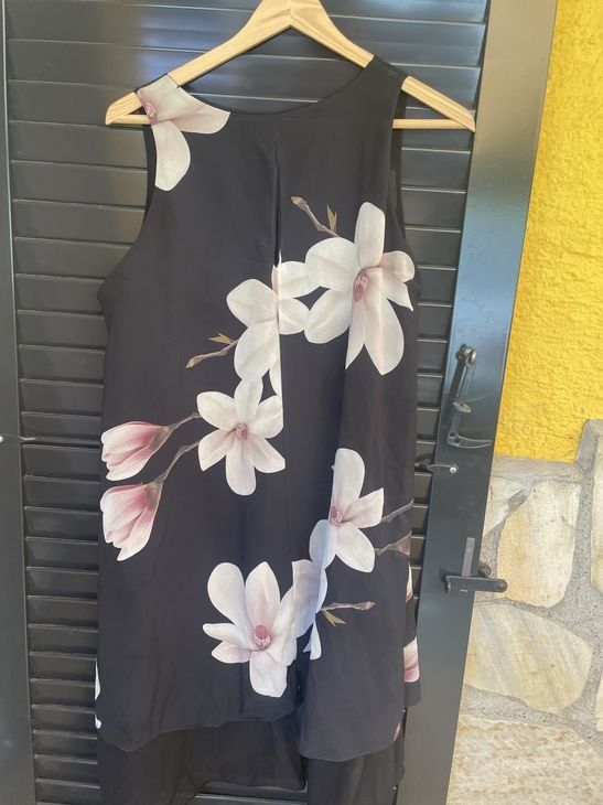 Vestiti: Damen Kleid schwarz 40/42 Orchideen 95% Polyester,5% Elastan – Usato da Bergdietikon venduto da antovale 1