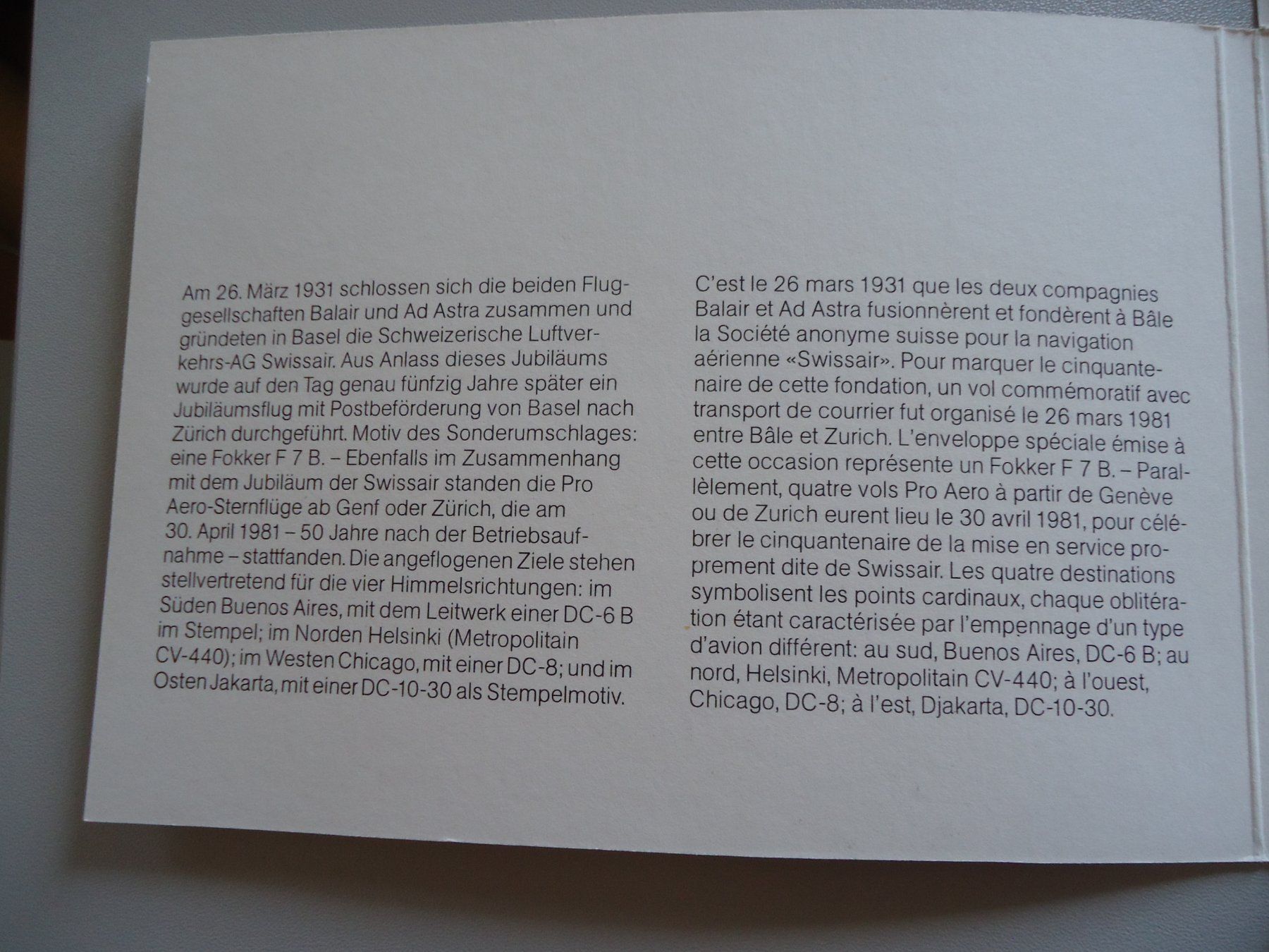 Tutti i francobolli: Luftpost Pro Aero Flüge 1981 – Nuovo (secondo la descrizione) da Belp venduto da Hefabe 3