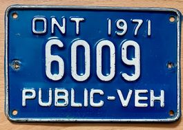 Altes Nummernschild Ontario 1971, 6009