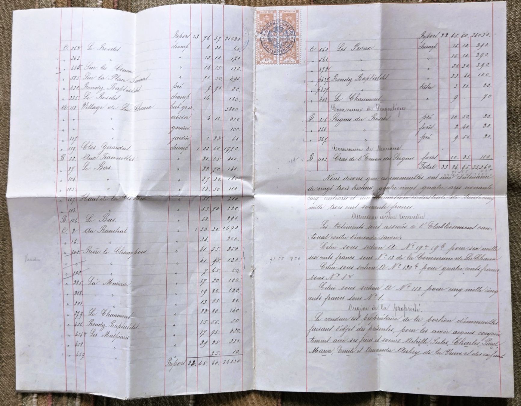 Documenti: Saignelégier Etude Notaire Document 1896 Vente d'Immeuble – Usato da Tavannes venduto da Cire 2
