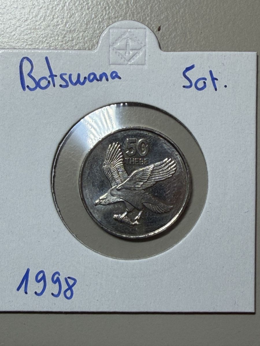 Alle Münzen: Botswana - 50 Thebe - 1998 – Gebraucht aus Payerne von Mike1682