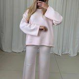 2 Teiler Strickhose Rosa mit Stricktwist Rosa, Neu