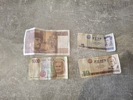 Lot de billets étrangers et pièces suisse