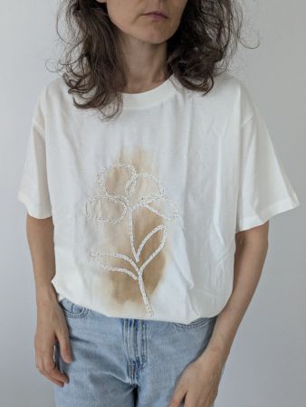 T-Shirt cremig  mit Blumenprint XL