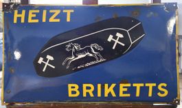 Originales Emailleschild, 75 x 43 cm, gewölbt