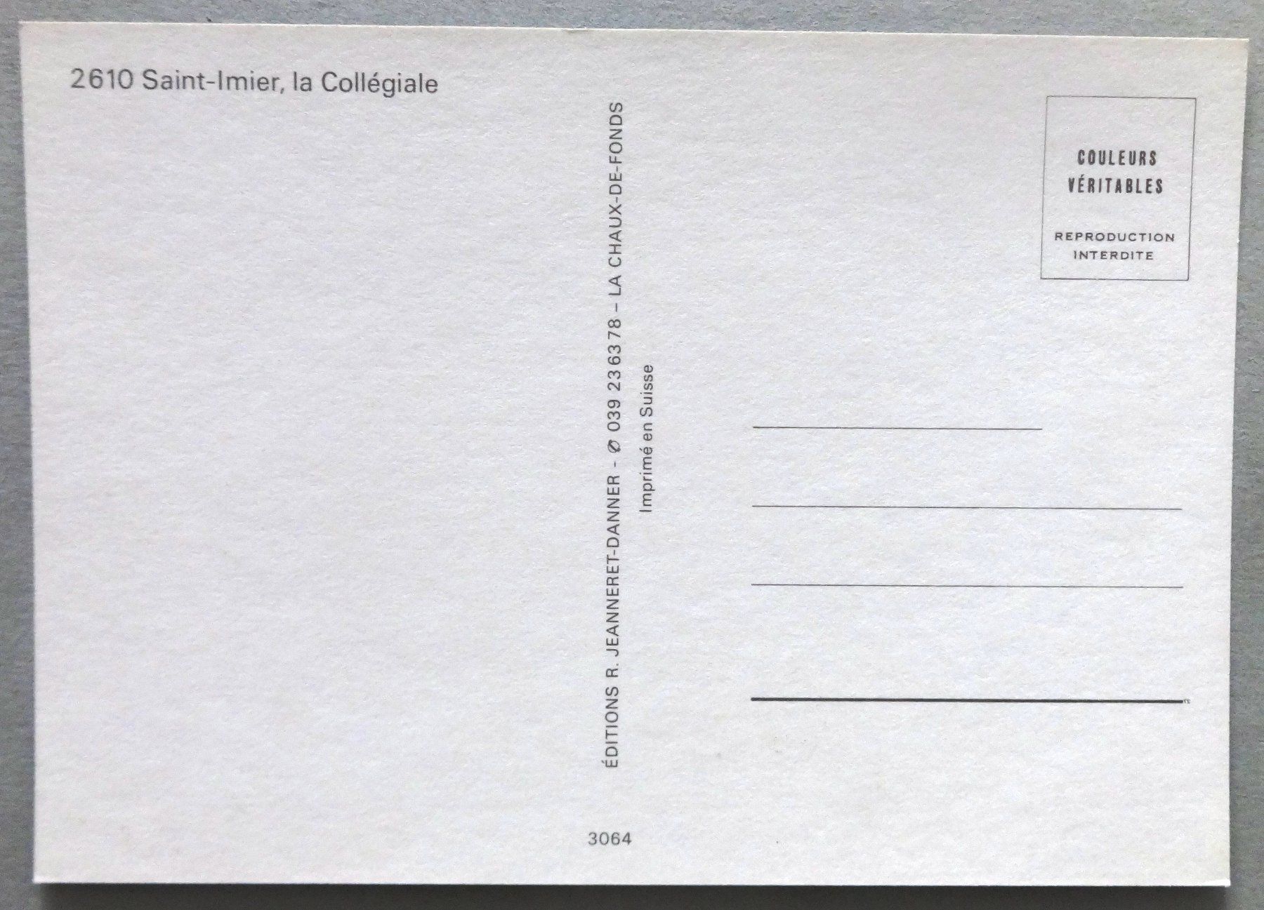 Cartes postales: Saint-Imier, la Collégiale – D'occasion à Fétigny par Billy2miny 1