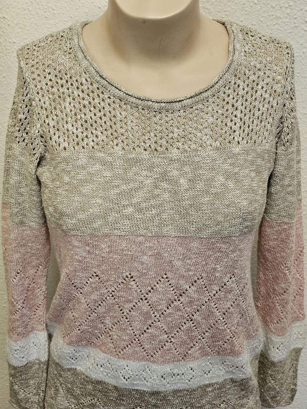 Maglioni & Felpe: Laura Kent Damen Pullover Beige/Rosa mit Ajourmuster Gr. 38  – Usato da Urdorf venduto da ole_mrp9 9