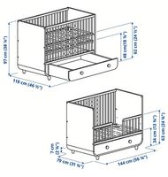 IKEA Myllra Babybett inkl. Matratze und 2 Bezüge