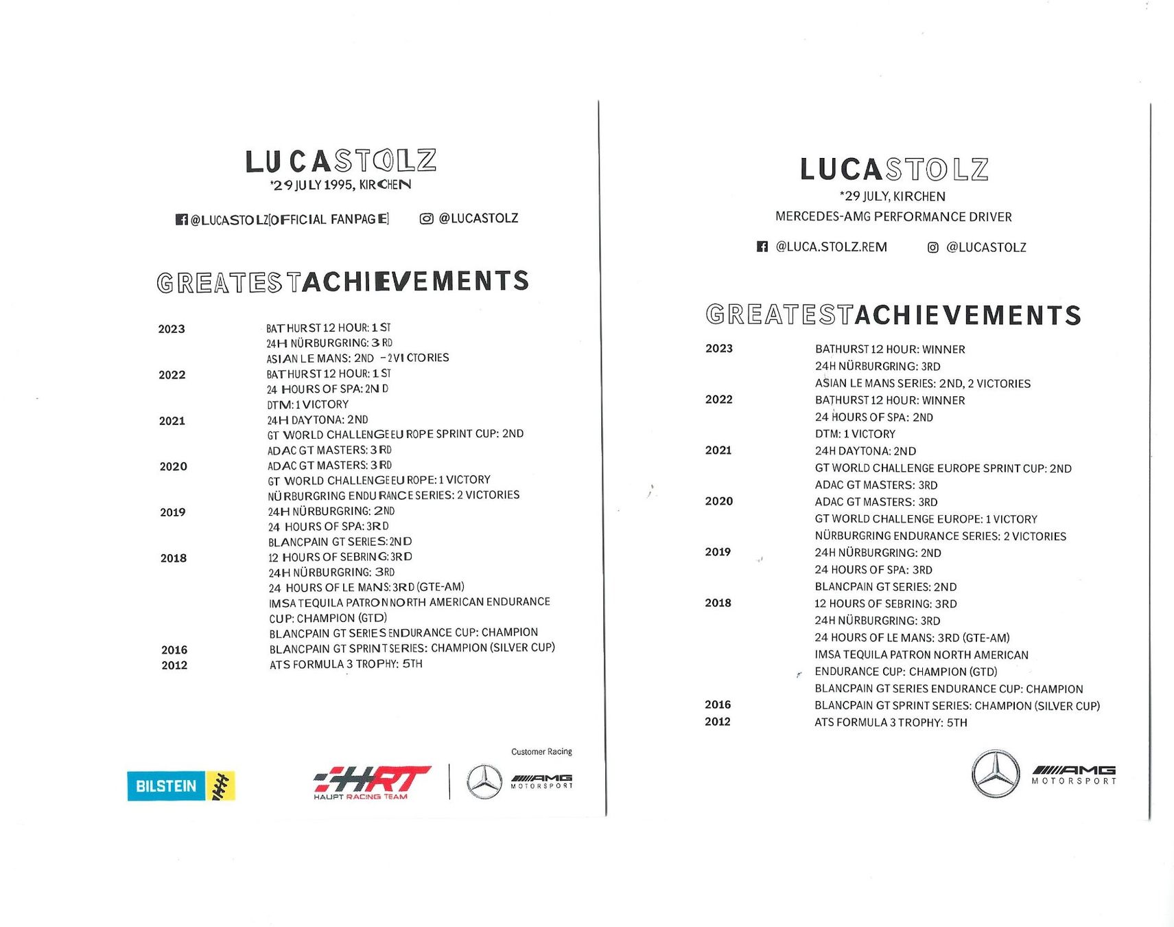 Autografi: 2x AK Luca Stolz, DTM 2023 – Usato da Aarburg venduto da Hktm 1