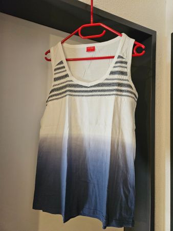 Neuw. T'Shirt ohne Arm - weiss-blau - Gr.L